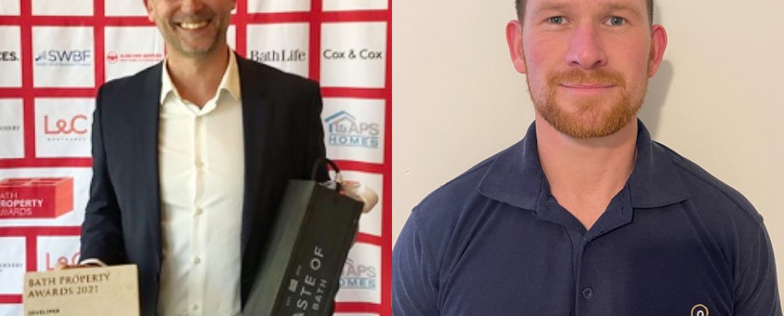 Left, Stonewood Group chief operating officer Ben Lang with the Developer of the Year award, and right, Rising Star Ben Hyatt