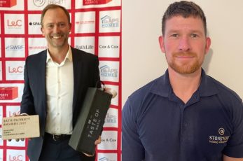 Left, Stonewood Group chief operating officer Ben Lang with the Developer of the Year award, and right, Rising Star Ben Hyatt