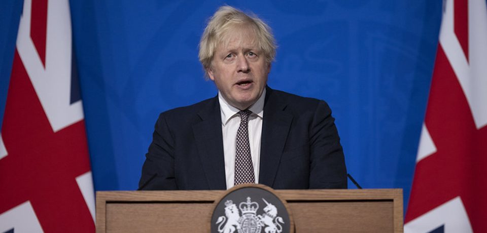 Prime Minster Boris Johnson at the Omicron Covid variant press conference
