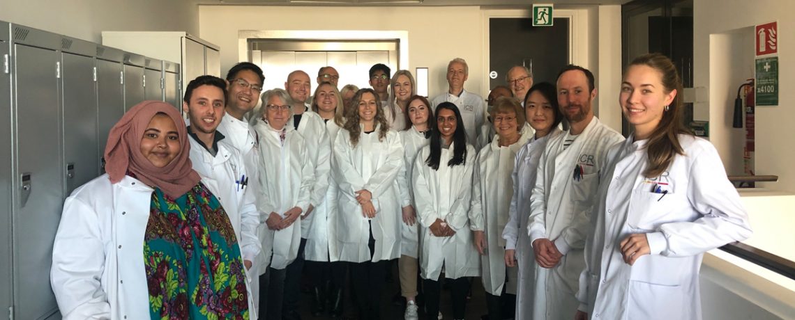 Sarcoma UK team members at the Institute of Cancer Research in London, visiting Dr Paul Huang’s Molecular & Systems Oncology team, which is funded by the charity