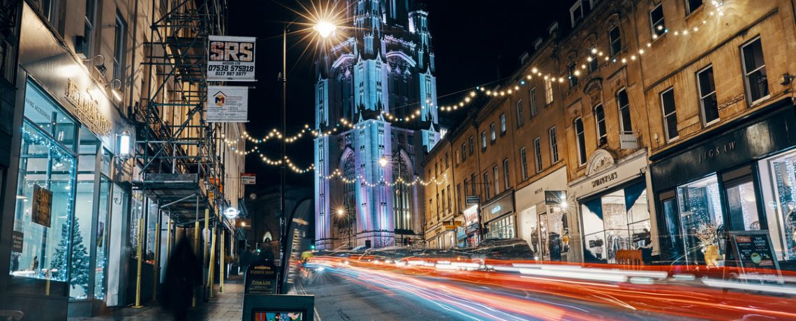 Bristol University Wills Memorial Building at night