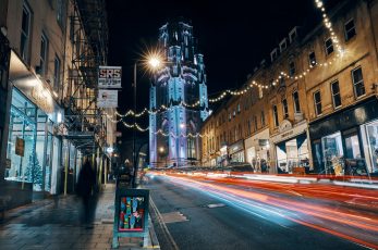 Bristol University Wills Memorial Building at night