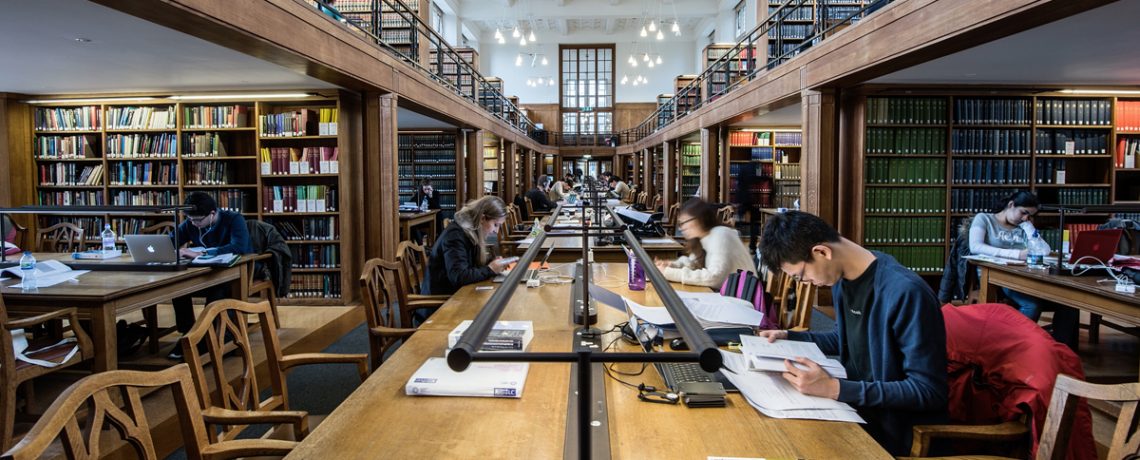 Students studying in the Wills Law Library