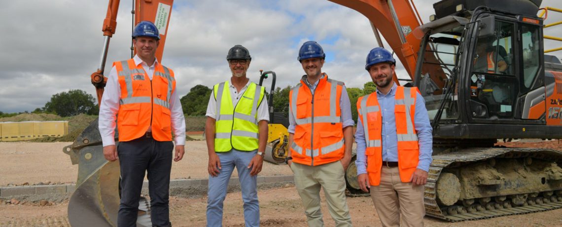 Hayfield technical director Liam Gilbert, Simon Thatcher from D.R. Groundworks, Hayfield site manager Ben Marlowe and Hayfield contracts manager Kevin Schwaben