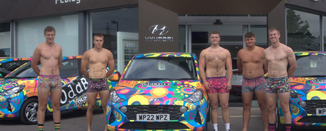Oddballs university ambassadors collect their Hyundai i10s from Pebley Beach