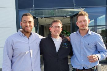 Furniturebox’s founders Dan Beckles and Monty George with KFR manager Daniel Thompson