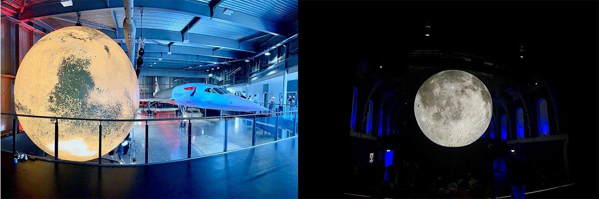 Luke Jerram's Mars at Aerospace Bristol and Museum of the Moon and Newbury Corn Exchange 2023