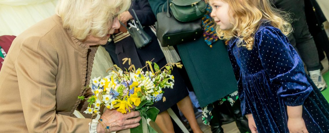 Elsie presents Her Majesty with a spring posy