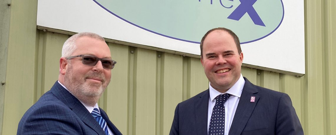 Avon Group sales director Steve Thomas (right) with Jim Griffin, director of Interflex Ltd, following completion of the acquisition
