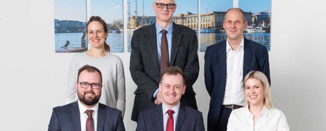 Front, Robert Waterhouse, Joe Martin and Rhiannon Baynham, with, back, from left, corporate tax partner Nicola Manclark, head of tax John Endacott and corporate tax partner Stuart Rogers