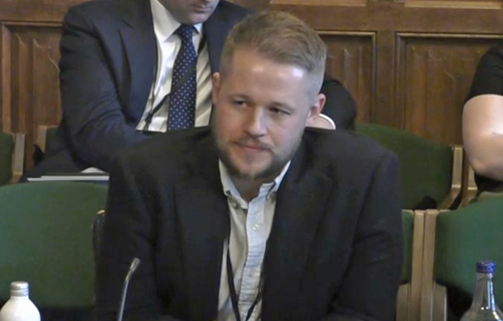 Sam Mountain of iWaste addressing the committee