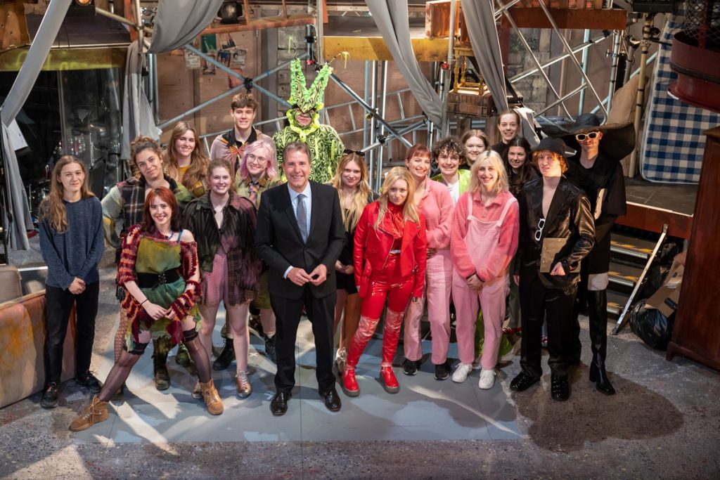 Metro mayor Dan Norris with the cast of Little Shop of Horrors