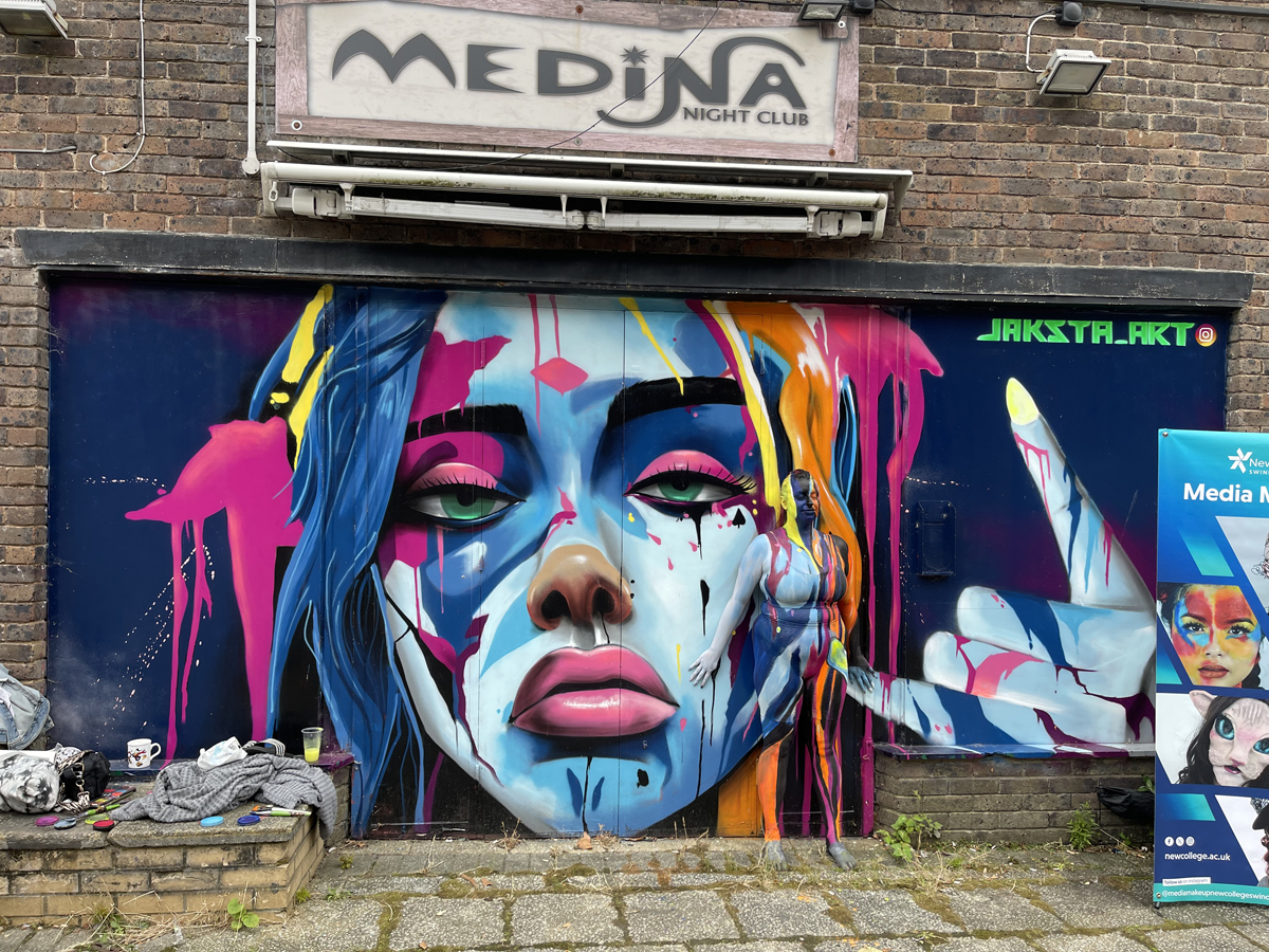 Find the lady! Body paint model Jordanne Clarkmua is hard to spot against Neon Punk Girl by Jaksta