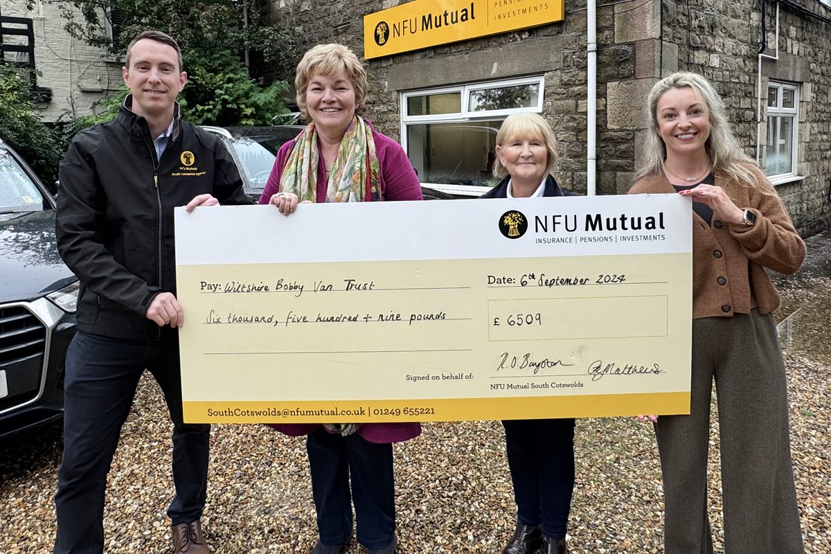 The work of the Wiltshire Bobby Van Trust in keeping the elderly and vulnerable safe in their homes has been boosted by a donation from rural insurer NFU Mutual.