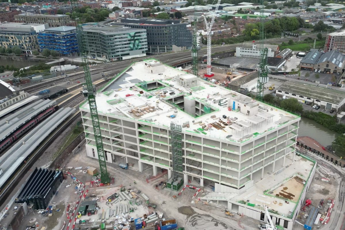 Work on the University of Bristol’s new Temple Quarter Enterprise Campus has reached an important milestone, with the structure of the main building completed.