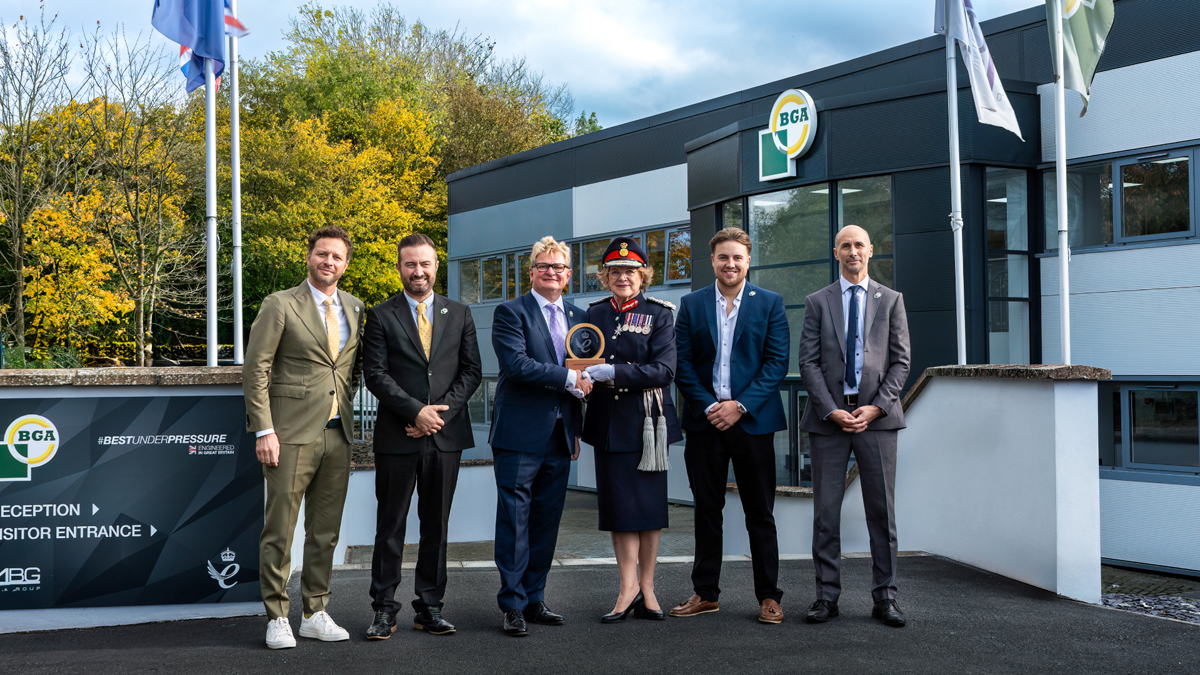 Chris Cameron, MD, and the senior management team at BGA with The Lord Lieutenant of Wiltshire, Sarah Troughton