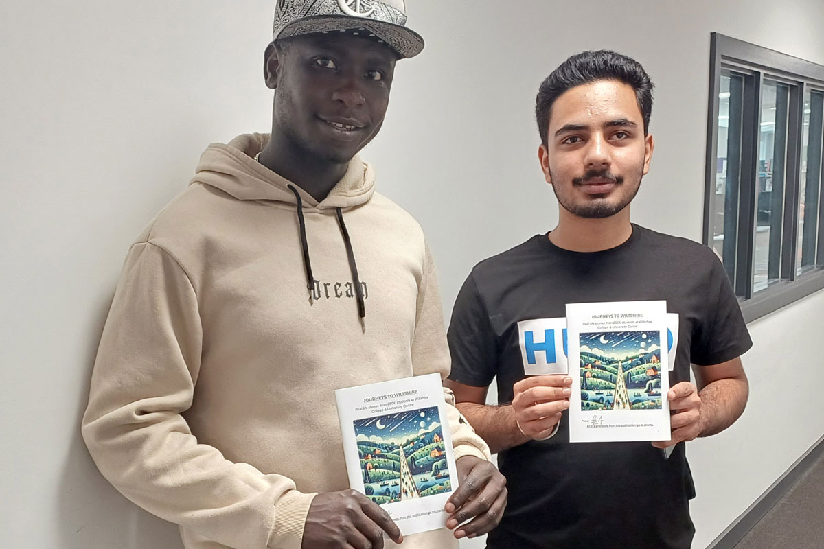 A book telling of refugees’ harrowing journey to the UK, written by ESOL students at Wiltshire College & University Centre, is halfway to its charity fundraising target.