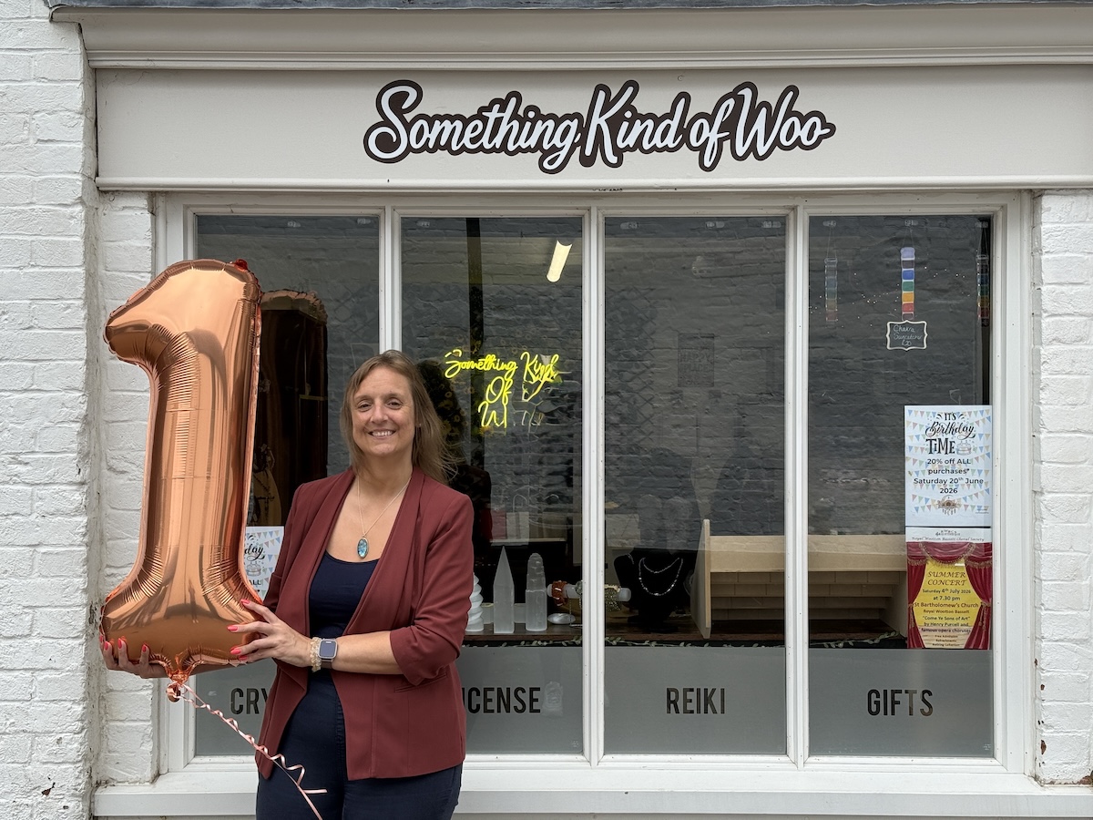 A Royal Wootton Bassett entrepreneur is celebrating the first anniversary of her High Street business after a year that saw her expand into a second premises, grow her popular Coffee & Crystals events, and build a loyal community around her shop.