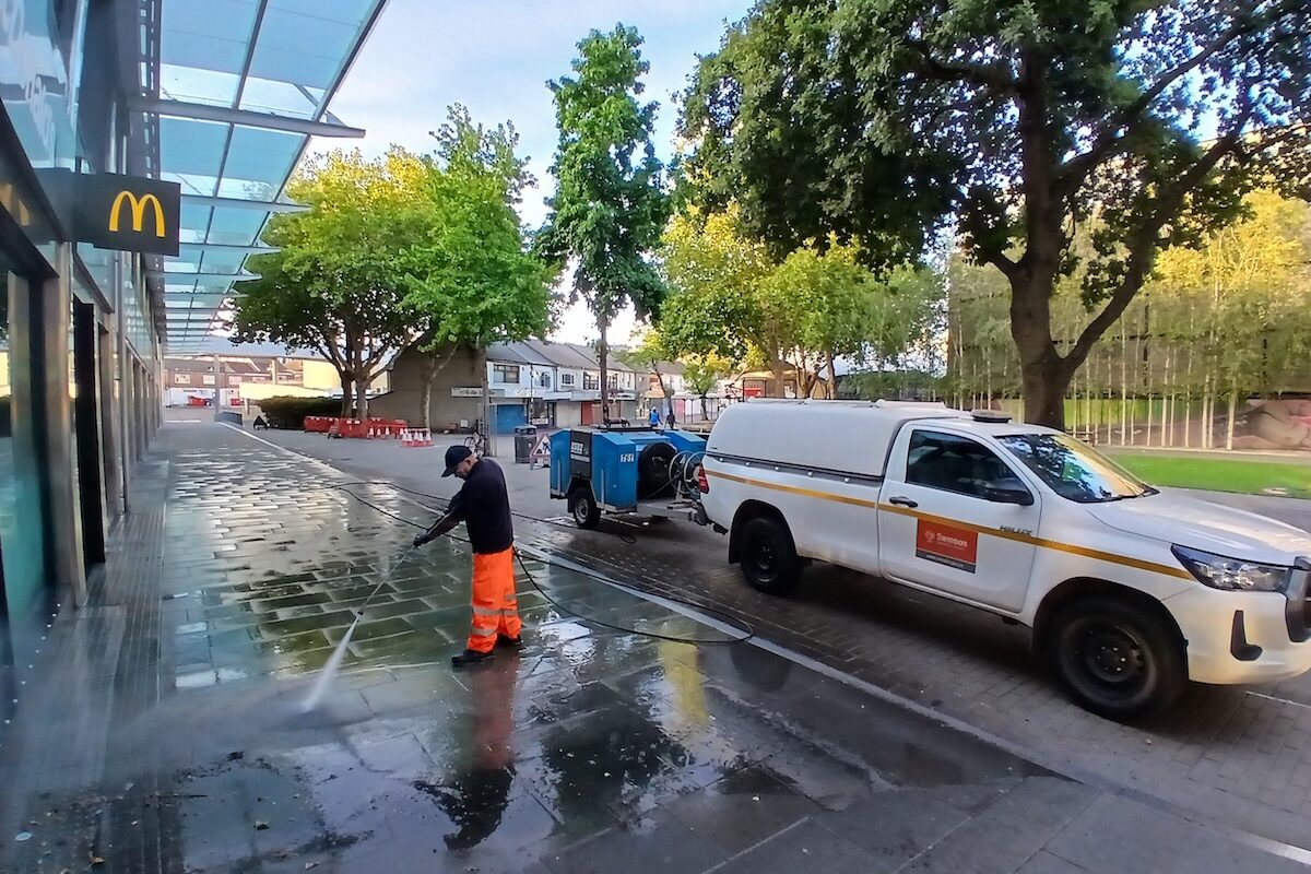 Power-washing of paved areas in Swindon town centre has begun as part of an ongoing public realm improvements being delivered through The Big Town Centre Clean-Up.